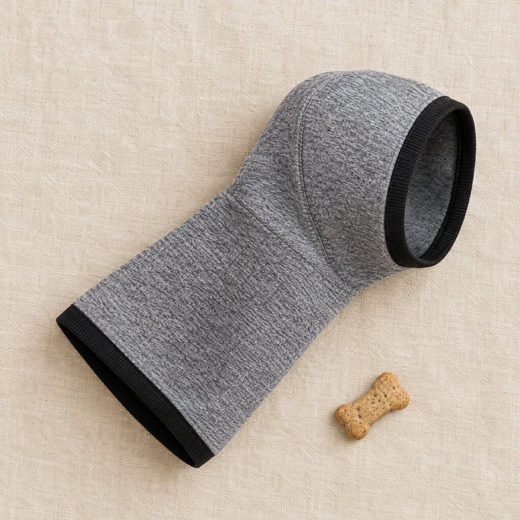Capucha calmante gris para perros